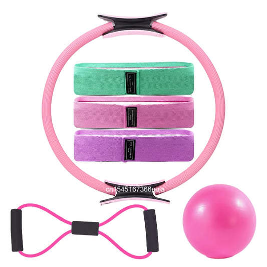 Ultimate 6-Piece Pilates Loop Yoga Set - Complete with Yoga Ball, Tension Belt, Yoga Ring & Essential Accessories for Your Practice