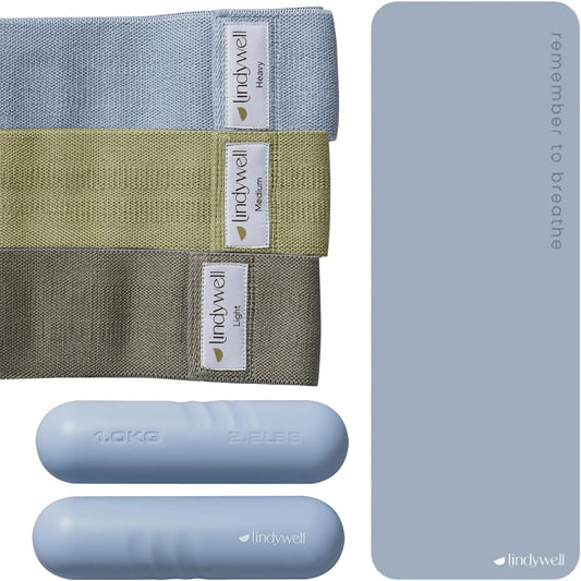 Grata Mat Sky Blue, Resistance Bands and Weights Sky Blue Bundle