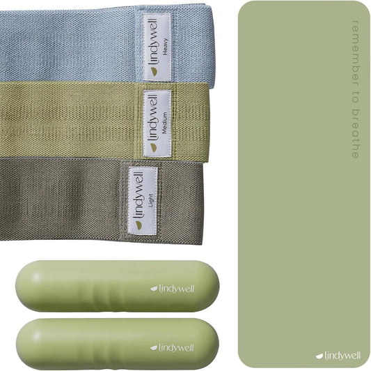 Grata Mat Aloe Green, Resistance Bands and Weights Aloe Bundle