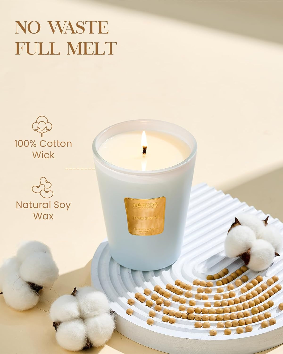 Linen Breeze Scented Candle,14Oz 60 Hours Long Lasting Slow Burning, Natural Soy Wax for Home Scented, Winter Holiday，Stress Relief Aromatherapy Candles for Her Him